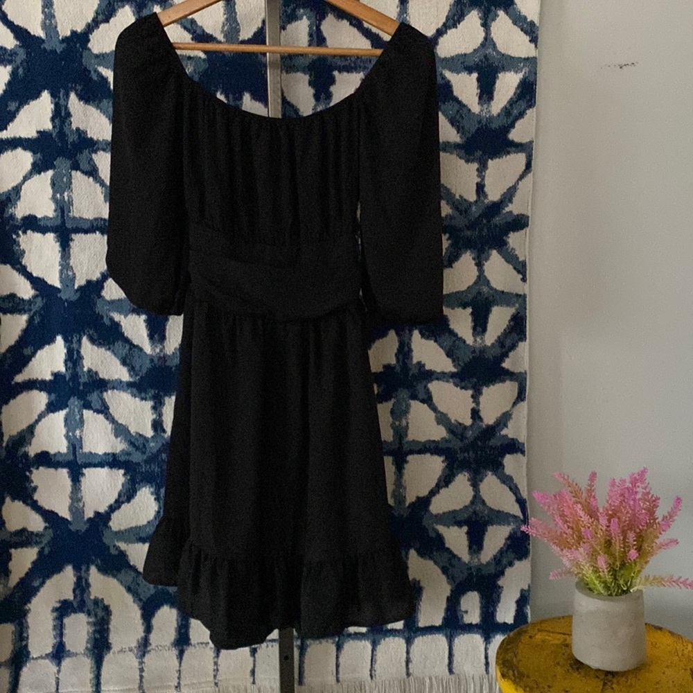 DelTeck XS Classic black bow tie open back Dress